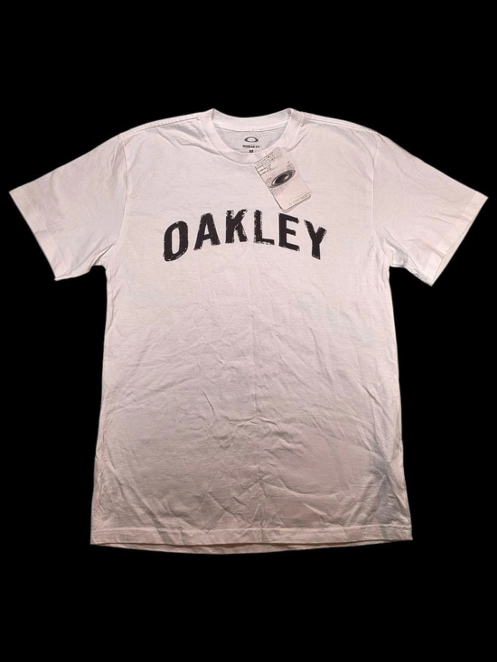 Oakley Mens T Shirt Medium White Arch Logo Graphic Print Tee Cotton Regular Fit